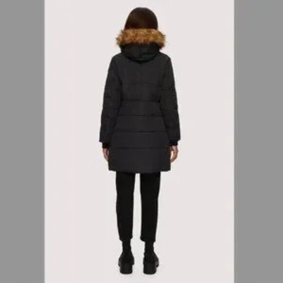 NOIZE Addie Faux Fur-Trim Quilted Parka Black Size S/P | Vegan Winter Coat NWOT - Picture 13 of 15
